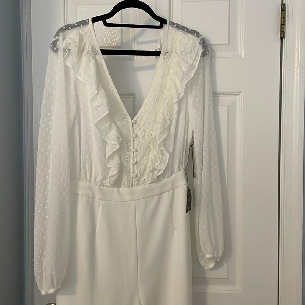 NWT - Lulus lace top jumpsuit wide leg flattering set new with tags. Never worn
